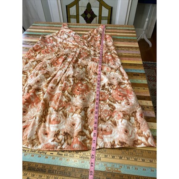 Lands' End Floral Smocked Tank Dress 3X 24W Plus Size Midi V-Neck 100% Cotton - Picture 9 of 11